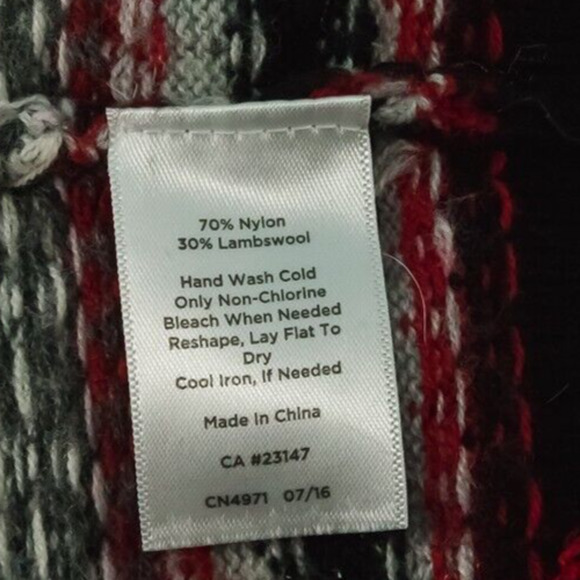 Talbots Plus Size 1X Red Black Nordic Fair Isle Crew Wool Blend Cardigan Sweater - Picture 4 of 5